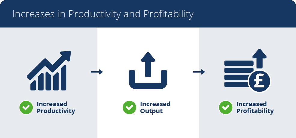 increased productivity effect on output and profitability
