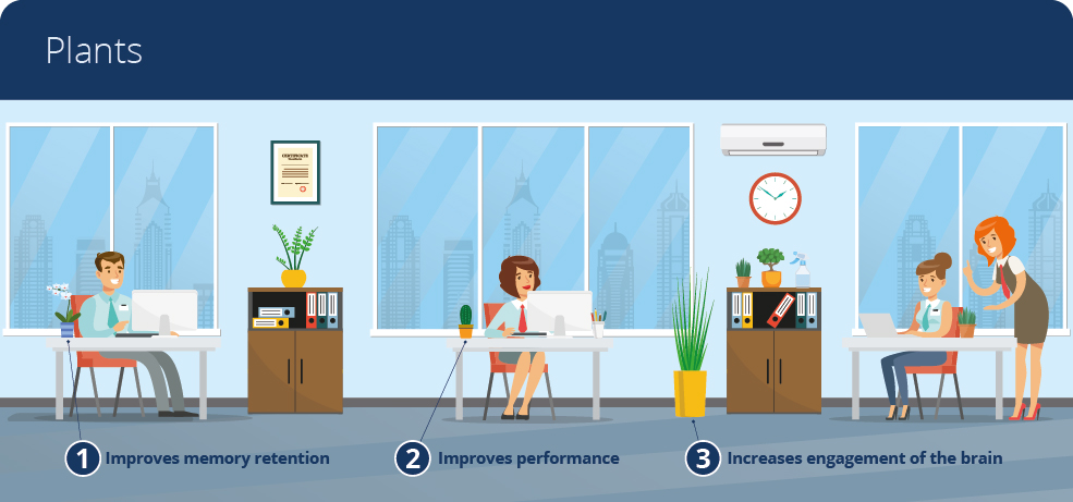benefits of plants in office environments graphic